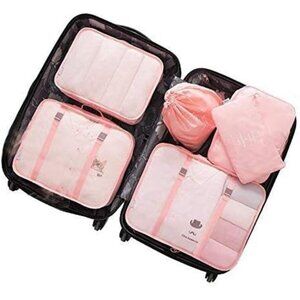 6 Set Packing Cubes, Travel Luggage Packing Organizers (Pink)